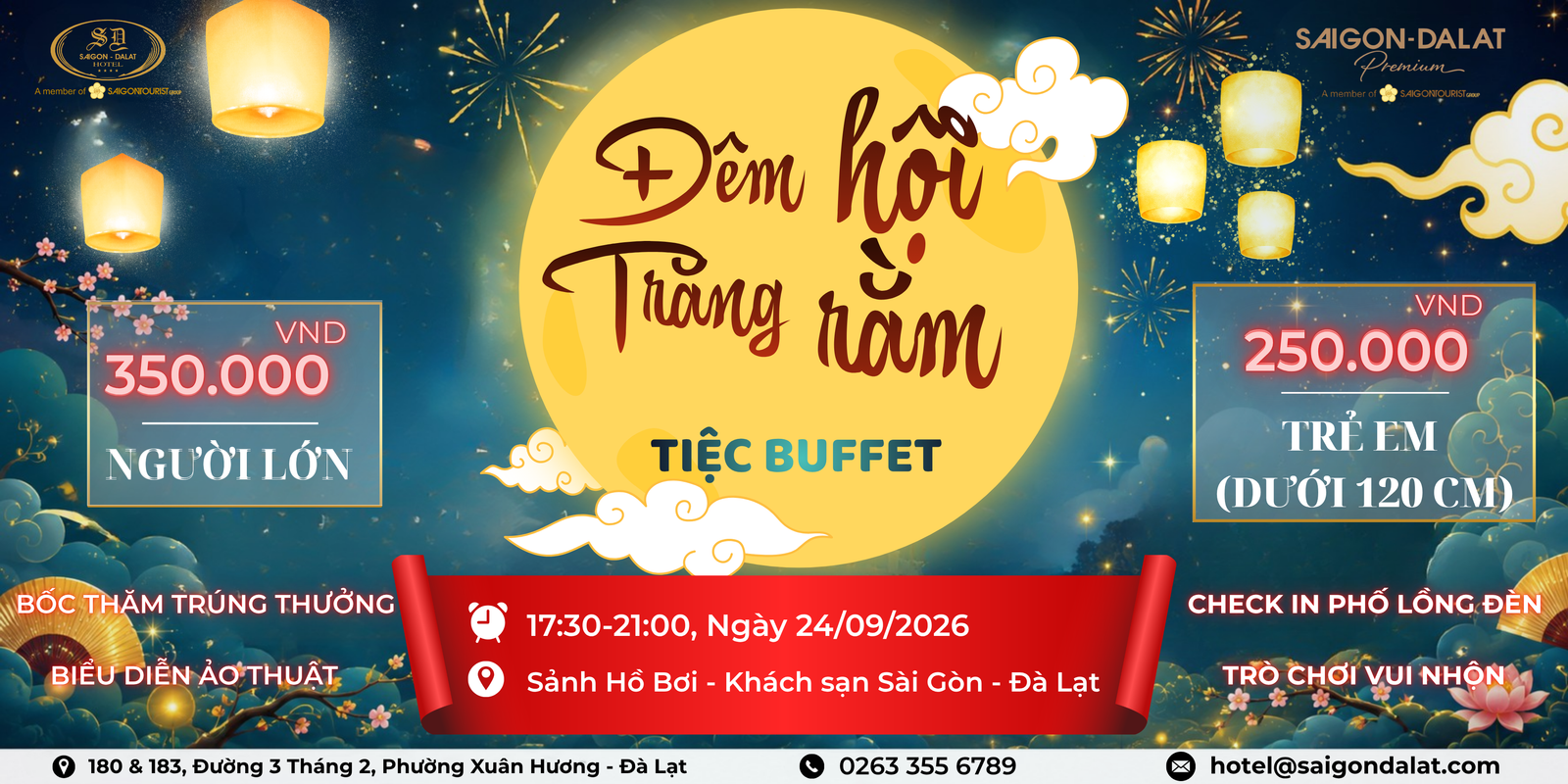 Đêm hội Trăng Rằm 2026 tài khách sạn Sài Gòn - Đà Lạt